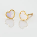 Boucles D'oreilles Puces Amaryllis Coeur Or Jaune Nacre - Puces Enfant | Marc Orian