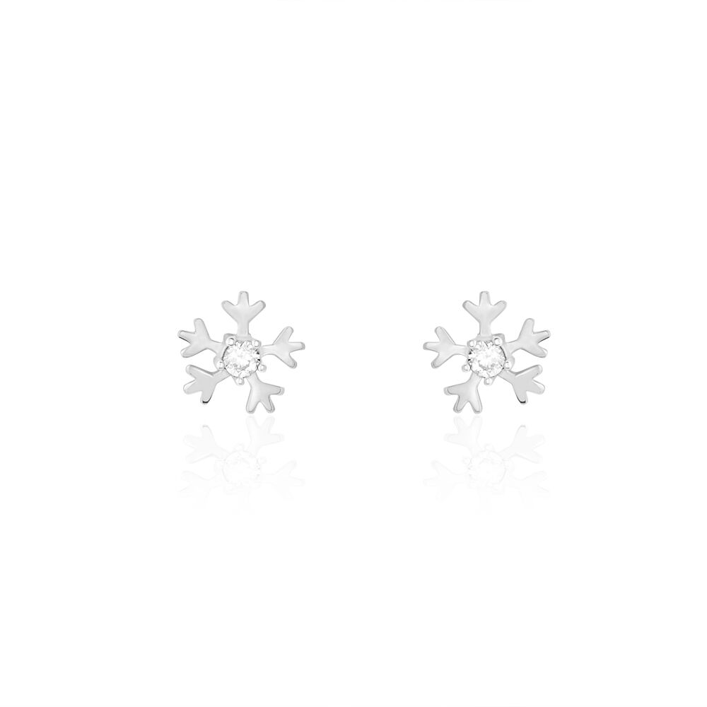 Boucles D'oreilles Puces Eileen Flocon Or Blanc Oxyde De Zirconium - Puces Femme | Marc Orian