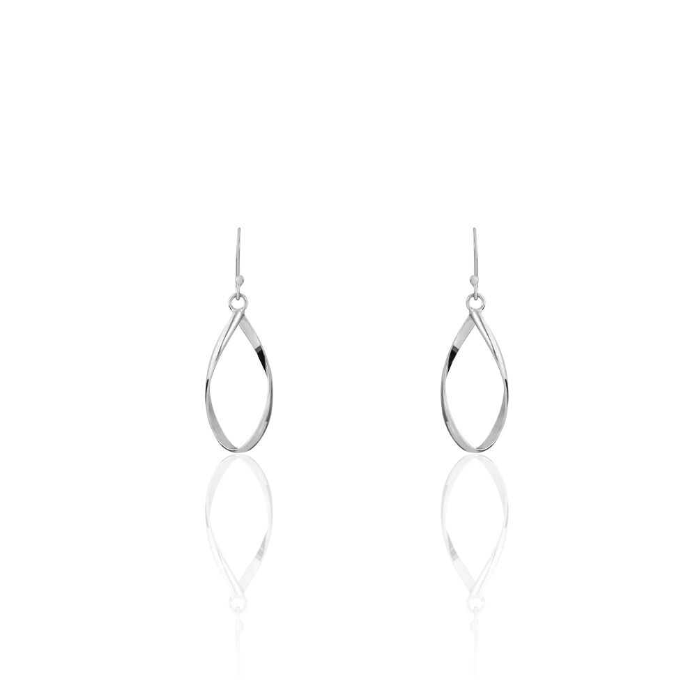 Boucles D'oreilles Pendantes Twisty Argent Blanc - Pendantes Femme | Marc Orian