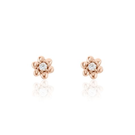 Boucles D'oreilles Puces Argent Rose Buddy Oxydes De Zirconium - Puces Femme | Marc Orian