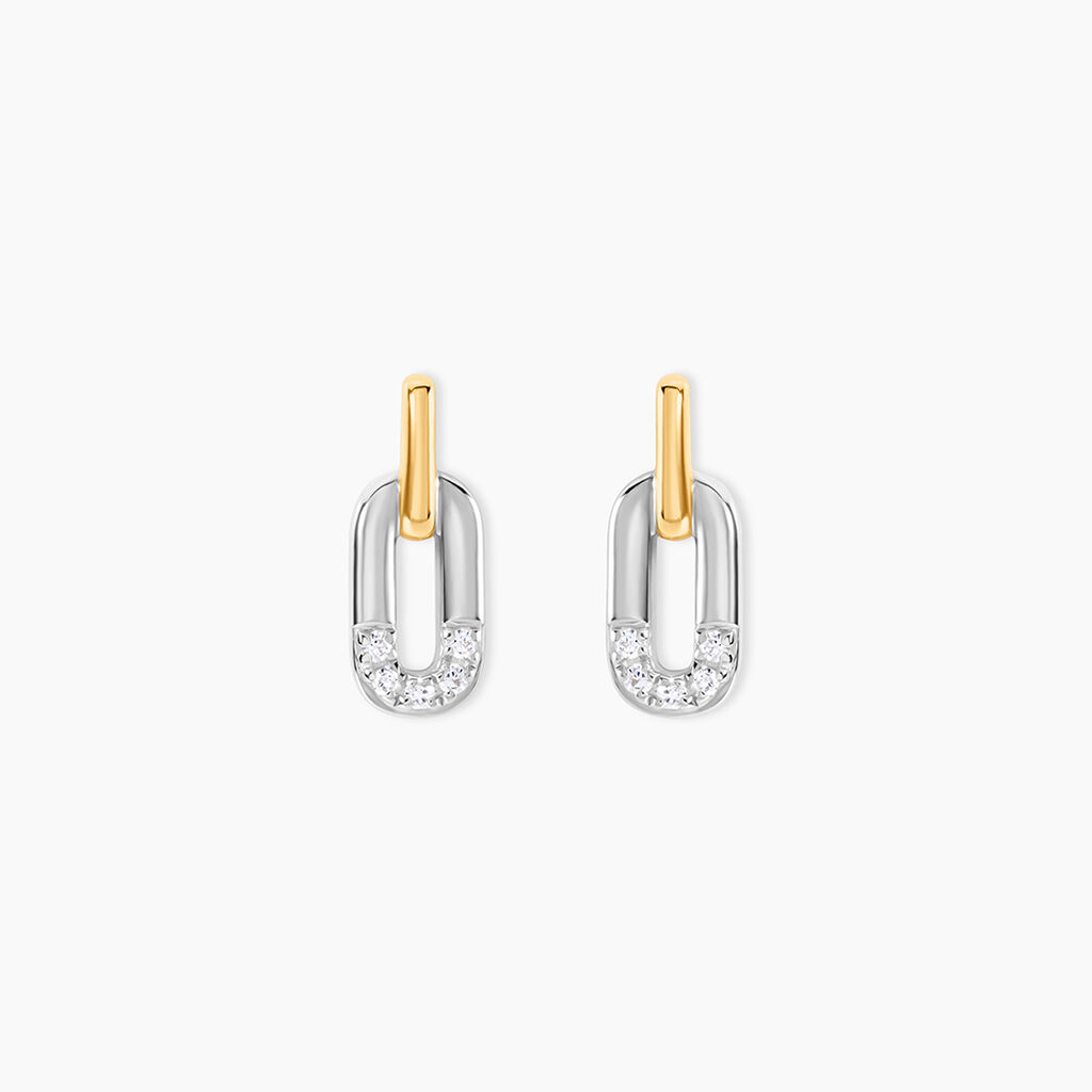 Boucles D'Oreilles Puces Or Jaune Argent Blanc Oxyde De Zirconium - Puces Femme | Marc Orian
