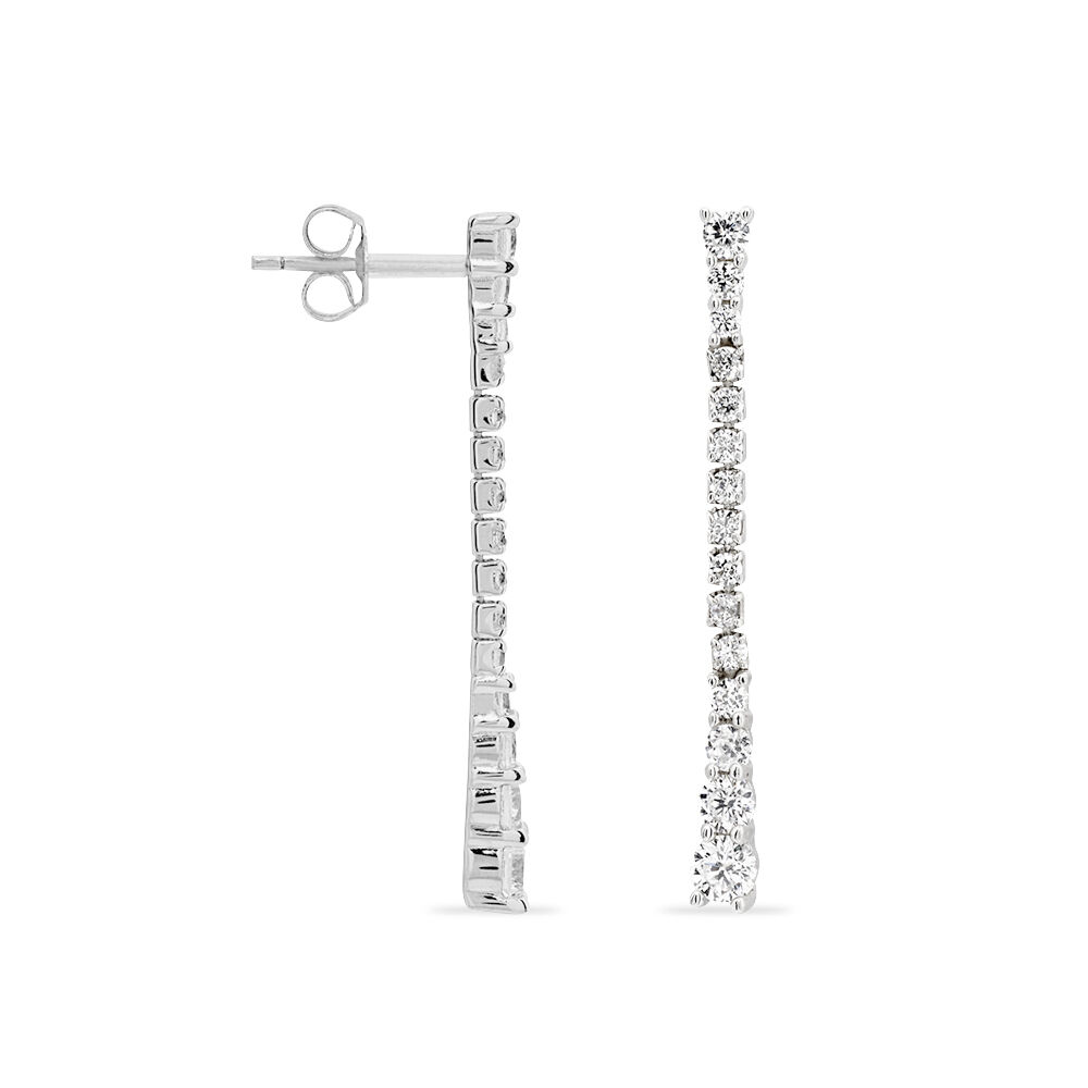Boucles D'oreilles Pendantes Amenis Argent Blanc Oxyde De Zirconium - Pendantes Femme | Marc Orian