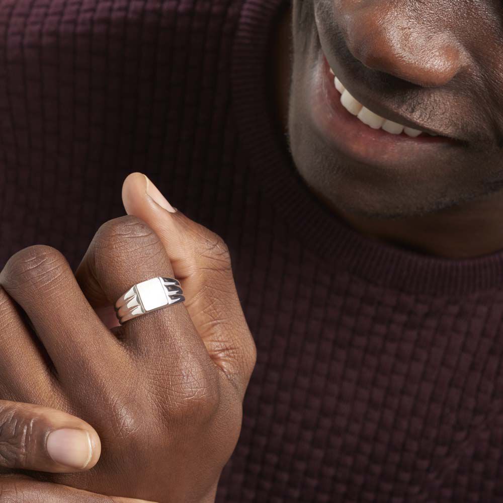 Chevalière Pierrik Argent Blanc - Bijoux personnalisés Homme | Marc Orian