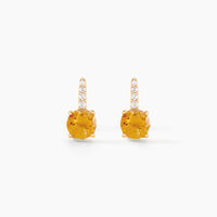 Boucles D'oreilles Puces Monroe Or Jaune Citrine Oxyde De Zirconium