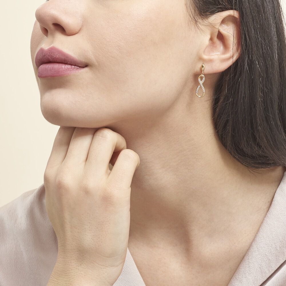 Boucles D'oreilles Pendantes Dunya Plaqué Or Jaune Oxyde De Zirconium - Pendantes Femme | Marc Orian