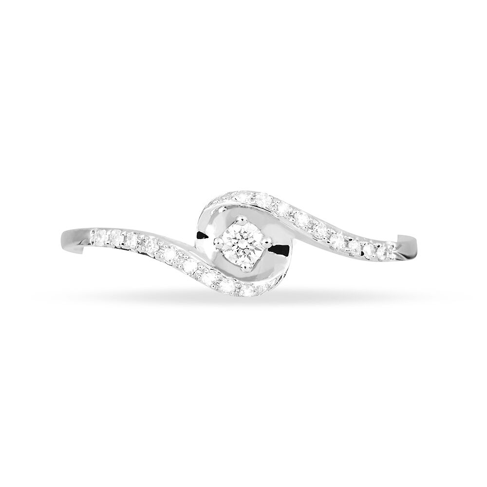 Bague Vrille Accompagnee Or Blanc Diamant - Parures de mariage Femme | Marc Orian