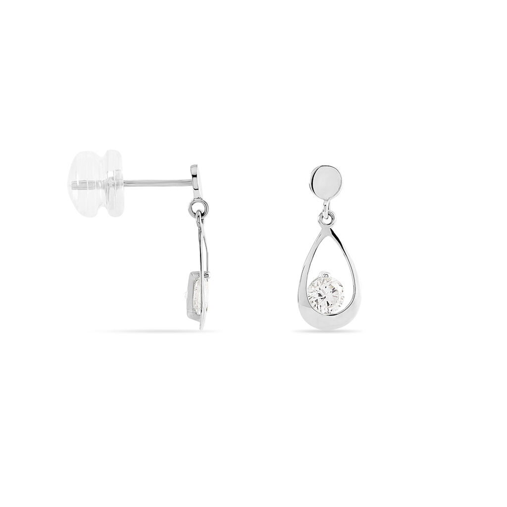 Boucles D'oreilles Pendantes Phaenna Or Blanc Oxyde De Zirconium - Boucles d'oreilles Pendantes Femme | Marc Orian