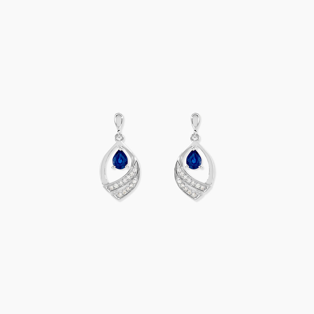 Boucles D'oreilles Puces Odila Or Blanc Saphir Et Diamant - Boucles d'oreilles mariage Femme | Marc Orian