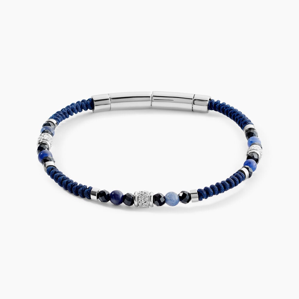 Bracelet Jourdan Arttu Acier Argent&eacute; Sodalite Agate - Bracelets cordons Homme | Marc Orian