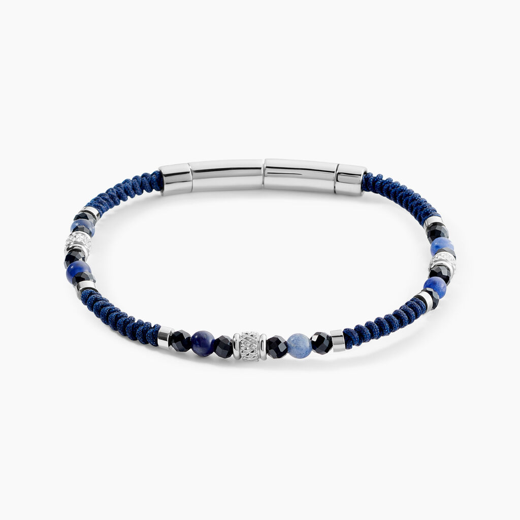 Bracelet Jourdan Arttu Acier Argent&eacute; Sodalite Agate - Bracelets cordons Homme | Marc Orian