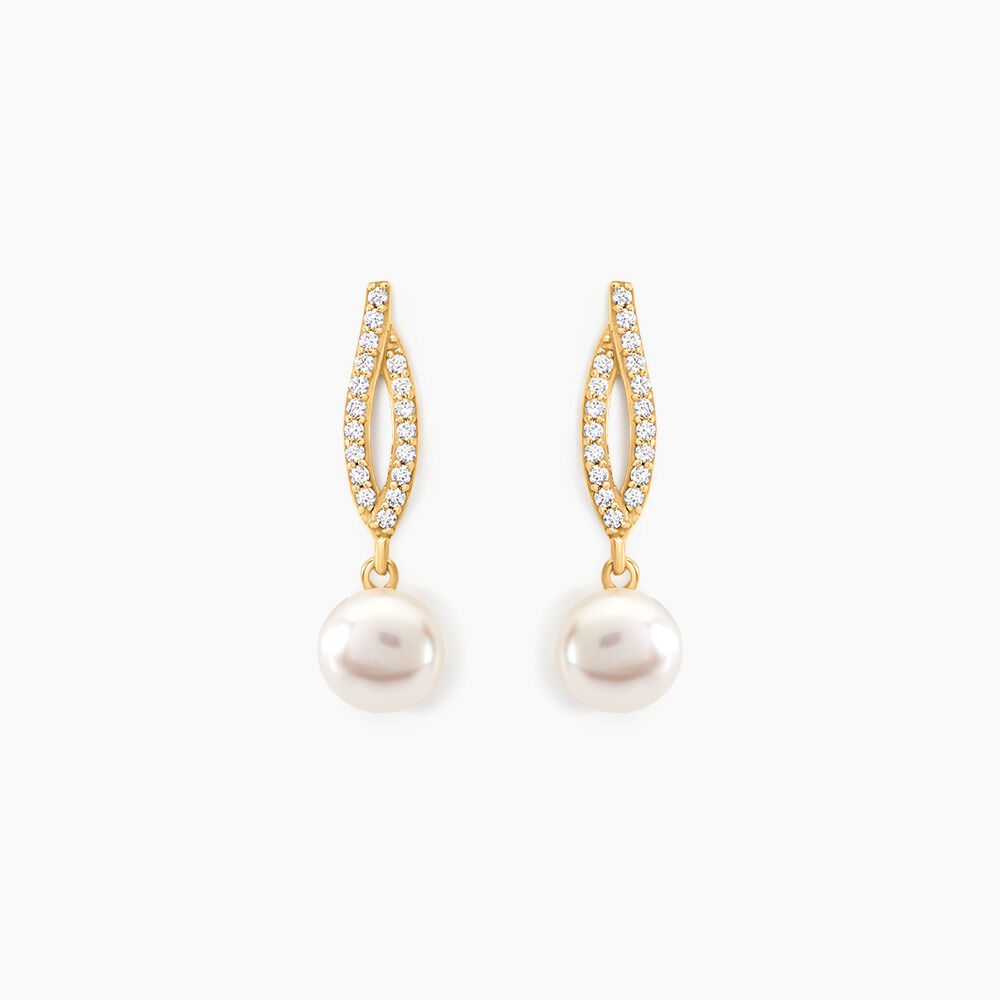 Boucles D'oreilles Pendantes Tesnimae Or Jaune Oxyde Perle De Culture - Boucles d'oreilles mariage Femme | Marc Orian