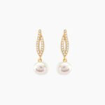 Boucles D'oreilles Pendantes Tesnimae Or Jaune Oxyde Perle De Culture - Boucles d'oreilles mariage Femme | Marc Orian