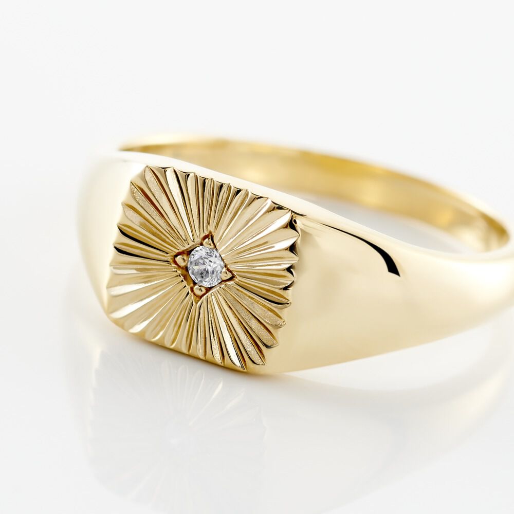 Chevaliere Plaqué Or Erditse Oxyde De Zirconium - Solitaires Femme | Marc Orian