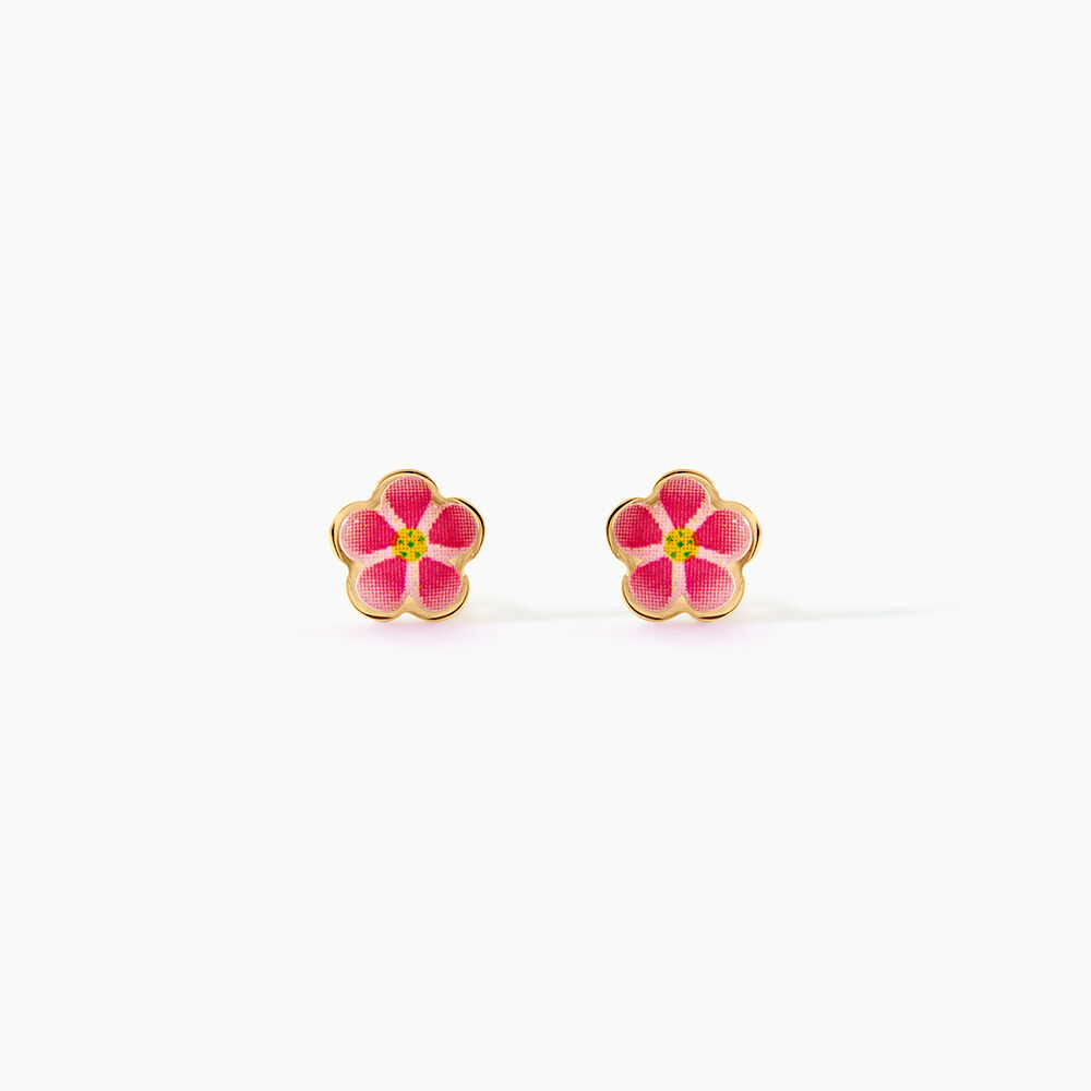 Boucles D'Oreilles Puces Syna Fleur Argent Dor&eacute; A L'Or 750/1000 - Puces Enfant | Marc Orian
