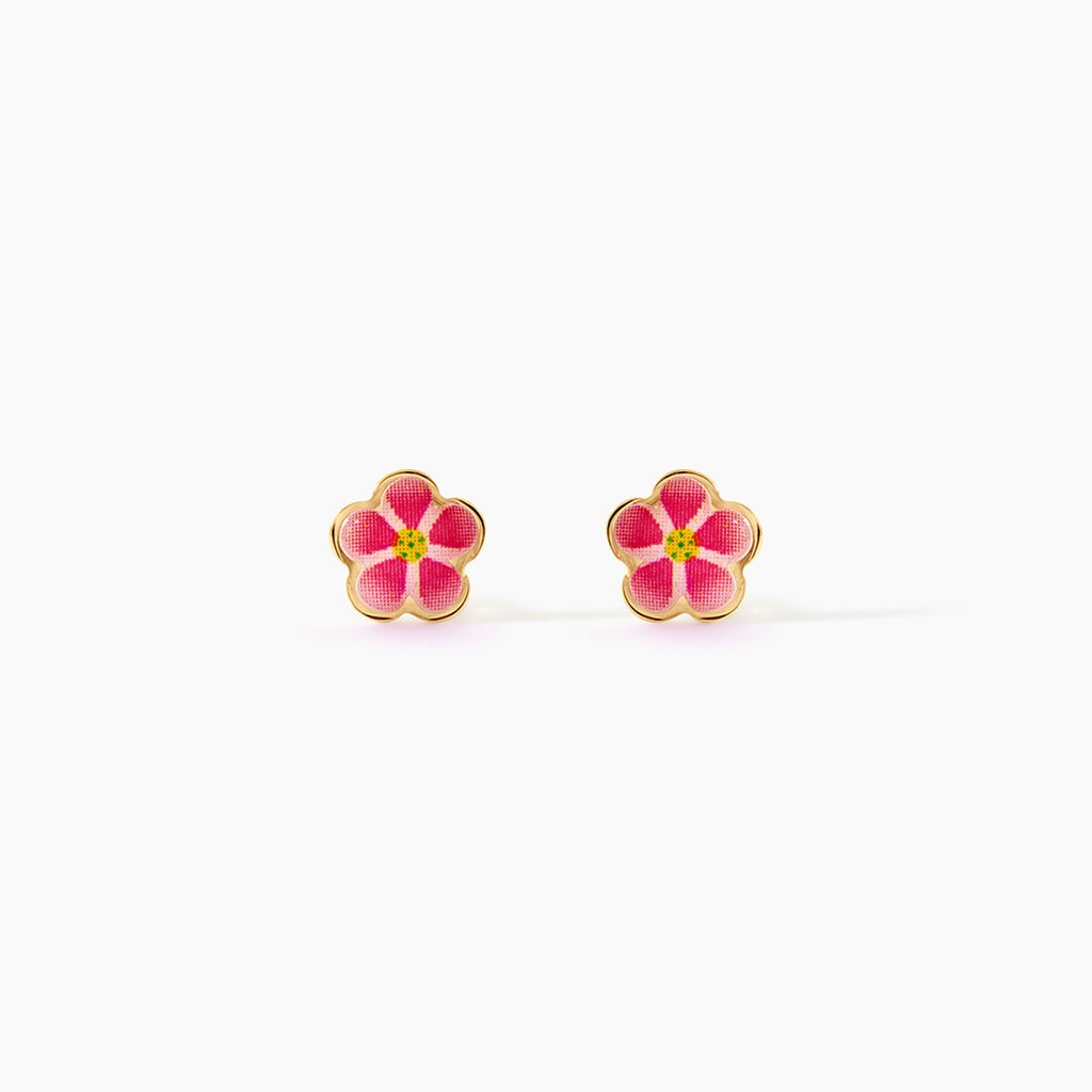 Boucles D'Oreilles Puces Syna Fleur Argent Dor&eacute; A L'Or 750/1000 - Puces Enfant | Marc Orian