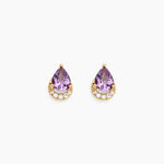 Boucles D'oreilles Puces Dinis Or Jaune Am&eacute;thyste Oxyde De Zirconium - Puces Femme | Marc Orian