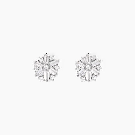 Boucles D'oreilles Puces Ysatis Argent Blanc Oxyde De Zirconium - Puces Femme | Marc Orian