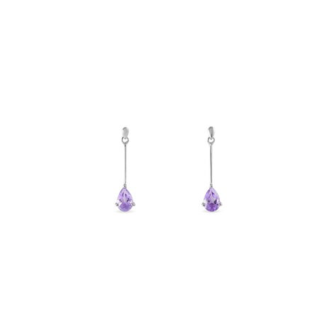 Boucles D'oreilles Pendantes Goutte Or Blanc Amethyste - Pendantes Femme | Marc Orian