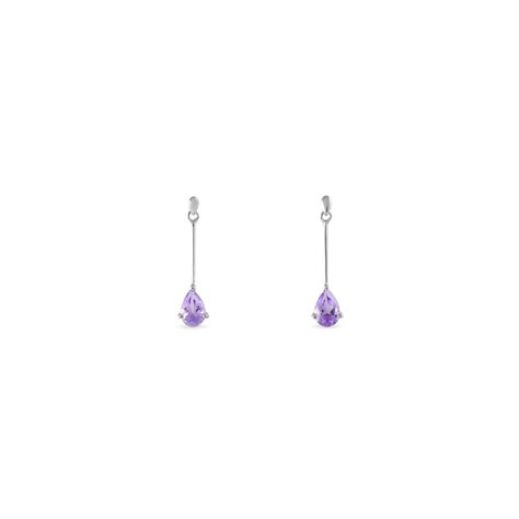 Boucles D'oreilles Pendantes Goutte Or Blanc Amethyste - Boucles d'oreilles Pendantes Femme | Marc Orian