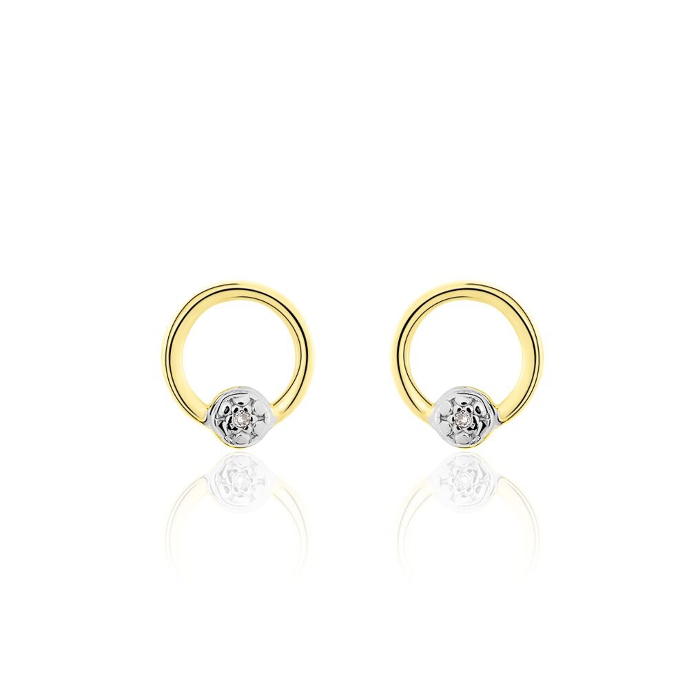 Boucles D'oreilles Puces Gisa Jaune Diamant Blanc - Boucles d'oreilles pierres précieuses Femme | Marc Orian
