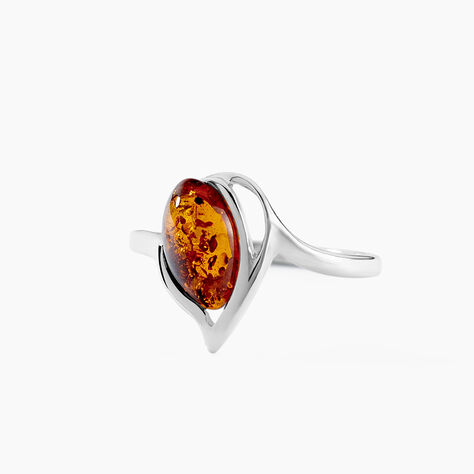 Bague Argent Blanc Nailla Ambre - Bagues vintage Femme | Marc Orian