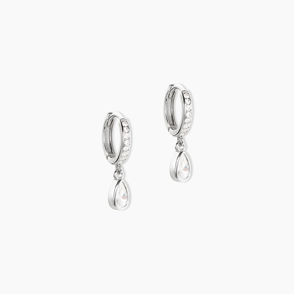 Cr&eacute;oles Yvane Argent Blanc Oxyde De Zirconium - Cr&eacute;oles Femme | Marc Orian