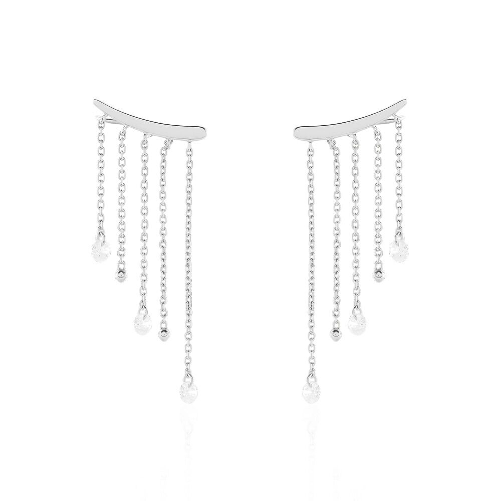 Boucles D'oreilles Pendantes Cainan Argent Blanc Oxyde De Zirconium - Pendantes Femme | Marc Orian