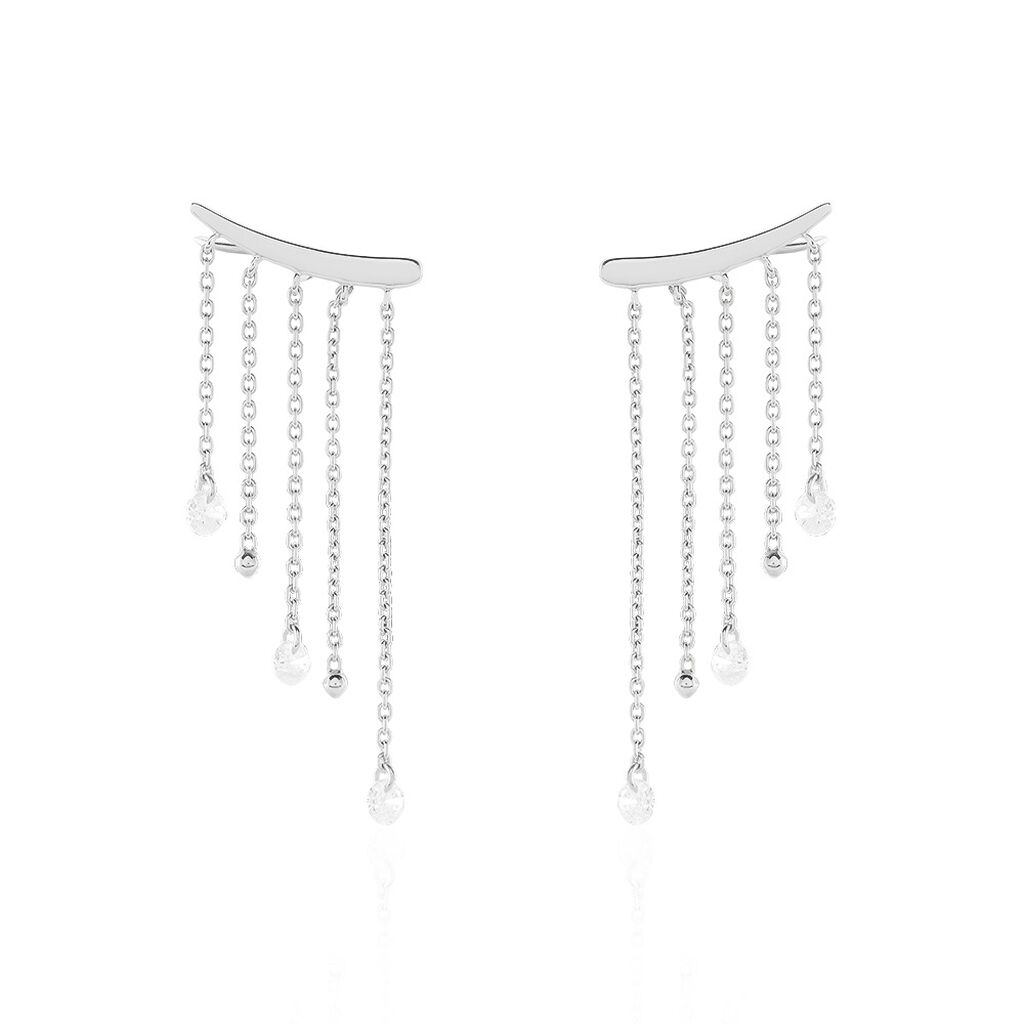 Boucles D'oreilles Pendantes Cainan Argent Blanc Oxyde De Zirconium - Pendantes Femme | Marc Orian