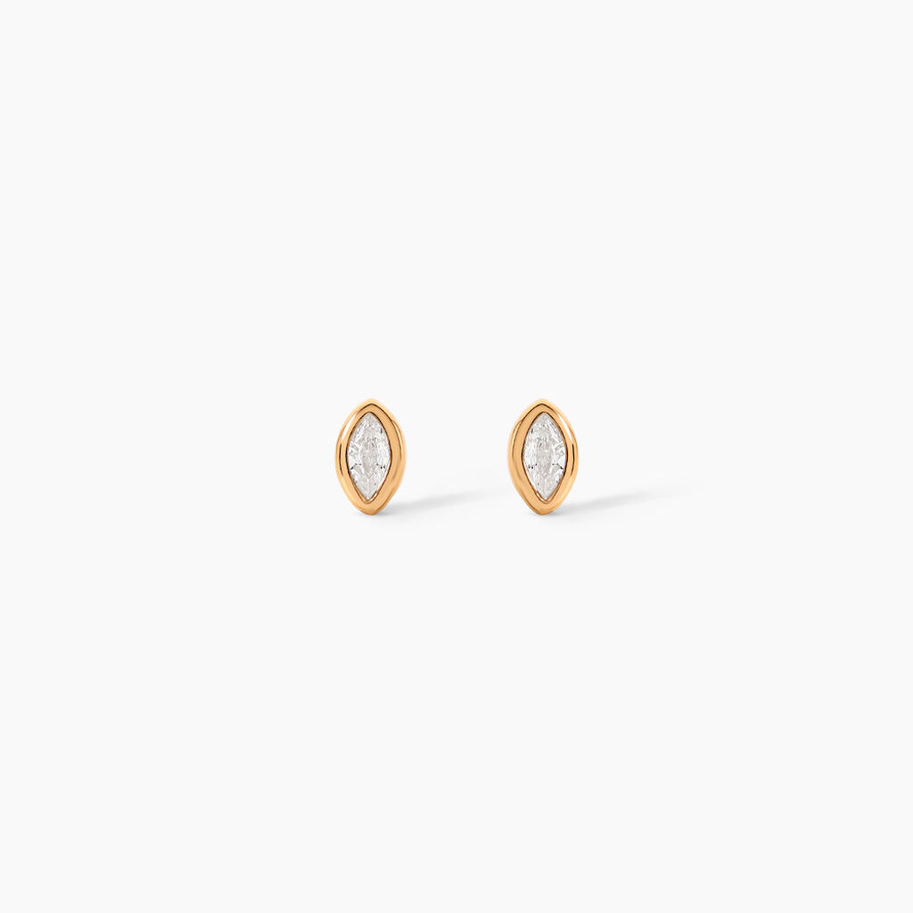 Boucles D'Oreilles Puces Steffie Plaqu&eacute; Or Jaune Oxyde De Zirconium - Puces Femme | Marc Orian