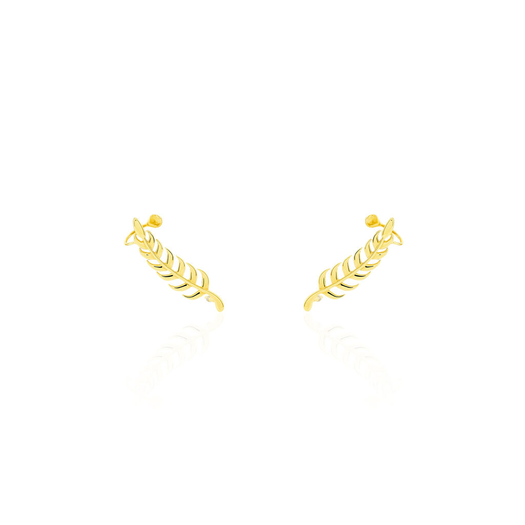 Boucles D'oreilles Grimpantes Eponine Plume Or Jaune - Piercings d'oreilles Femme | Marc Orian