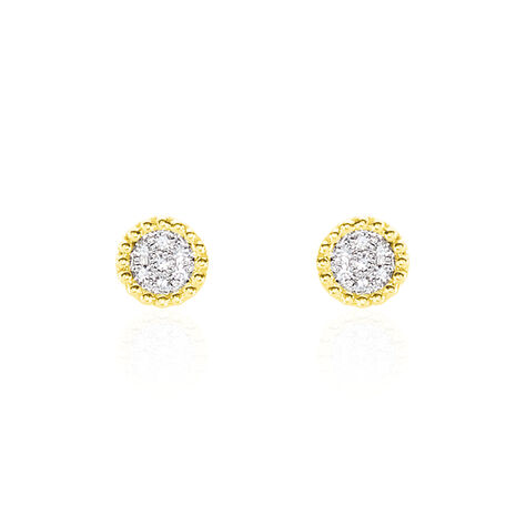 Boucles D'oreilles Puces Vaina Or Jaune Diamant - Puces Femme | Marc Orian