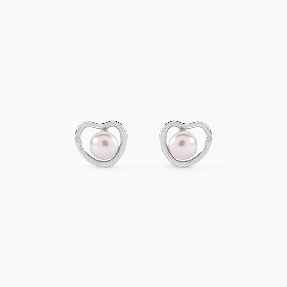 Boucles D'Oreilles Puces Ecume Argent Blanc Perle De Culture - Puces Femme | Marc Orian