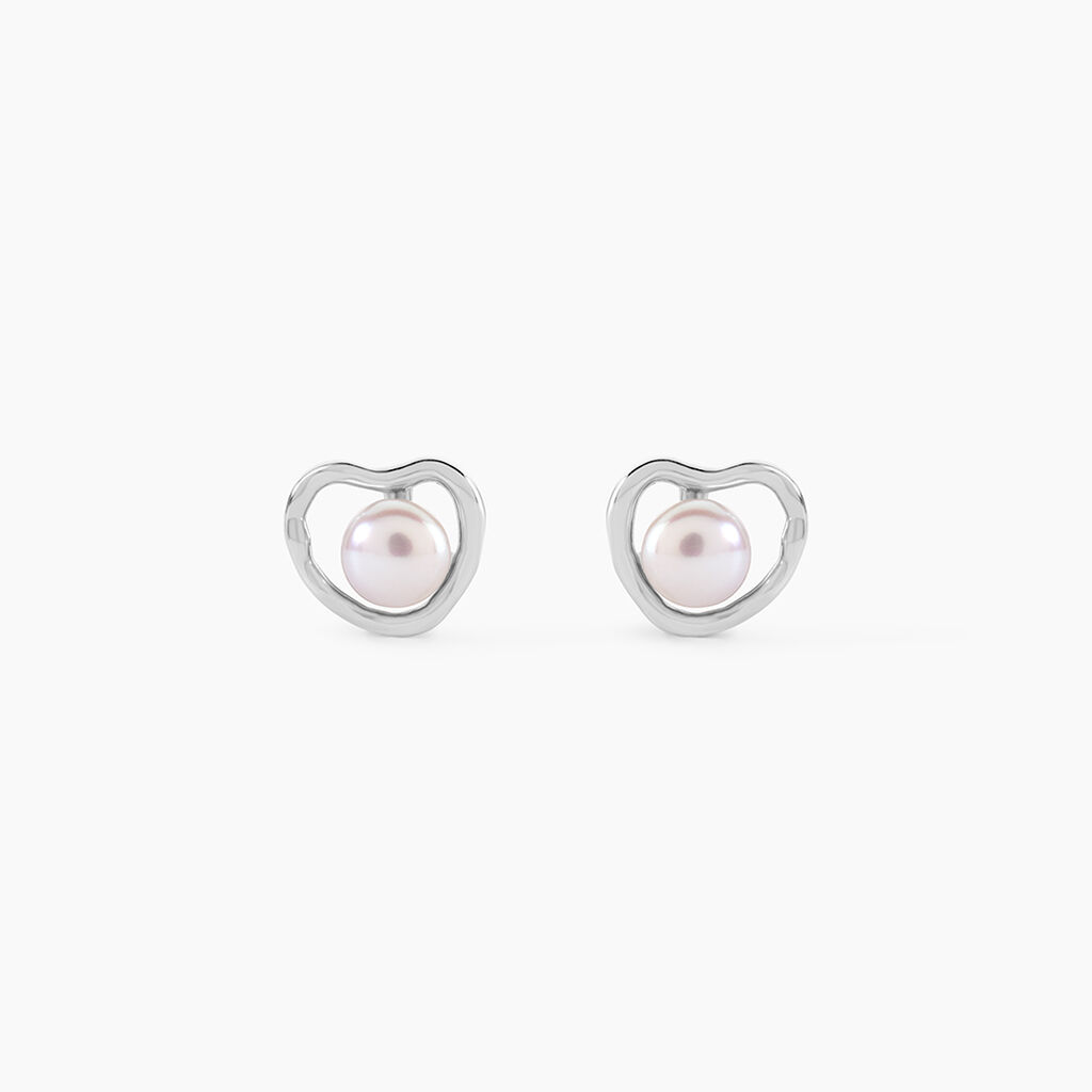 Boucles D'Oreilles Puces Ecume Argent Blanc Perle De Culture - Puces Femme | Marc Orian