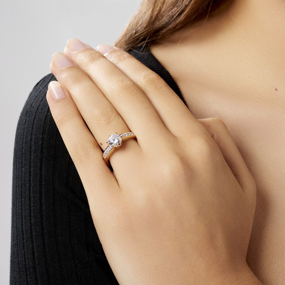 Bague Solitaire Stevie Plaqué Or Jaune Oxyde De Zirconium -  Femme | Marc Orian