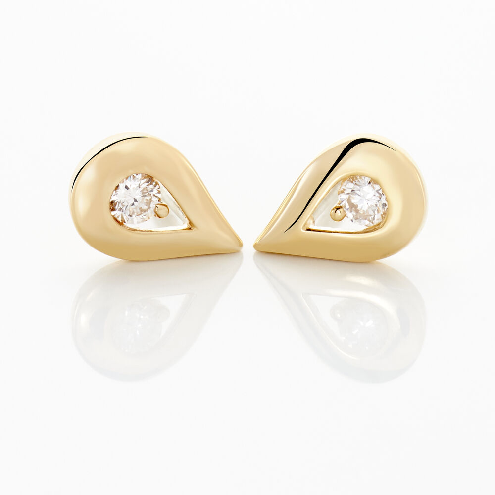 Boucles D'oreilles Puces Purete Or Jaune Diamant - Puces Femme | Marc Orian