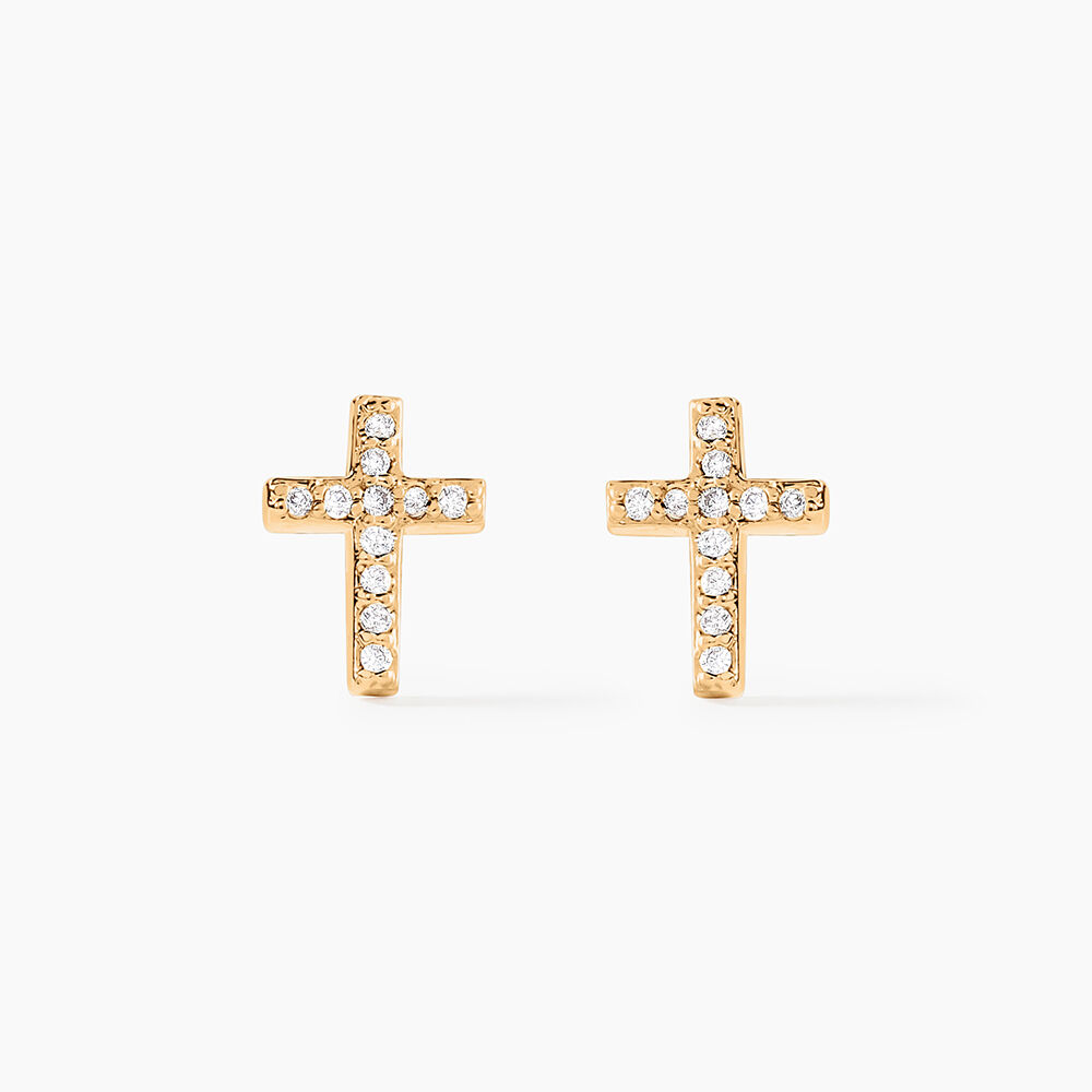 Boucles D'oreilles Puces Fatos Plaqu&eacute; Or Oxydes De Zirconium - Puces Femme | Marc Orian