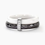 Bague Barette Bicolore Ceramique Argent Blanc Oxyde De Zirconium - Bijoux fantaisie Femme | Marc Orian