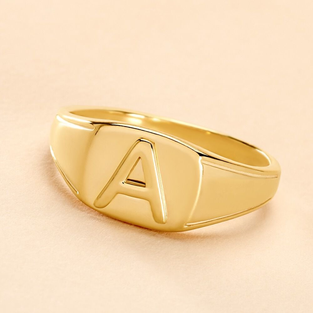 Chevalière Plaqué Or Jaune Luciano - Chevalières Homme | Marc Orian