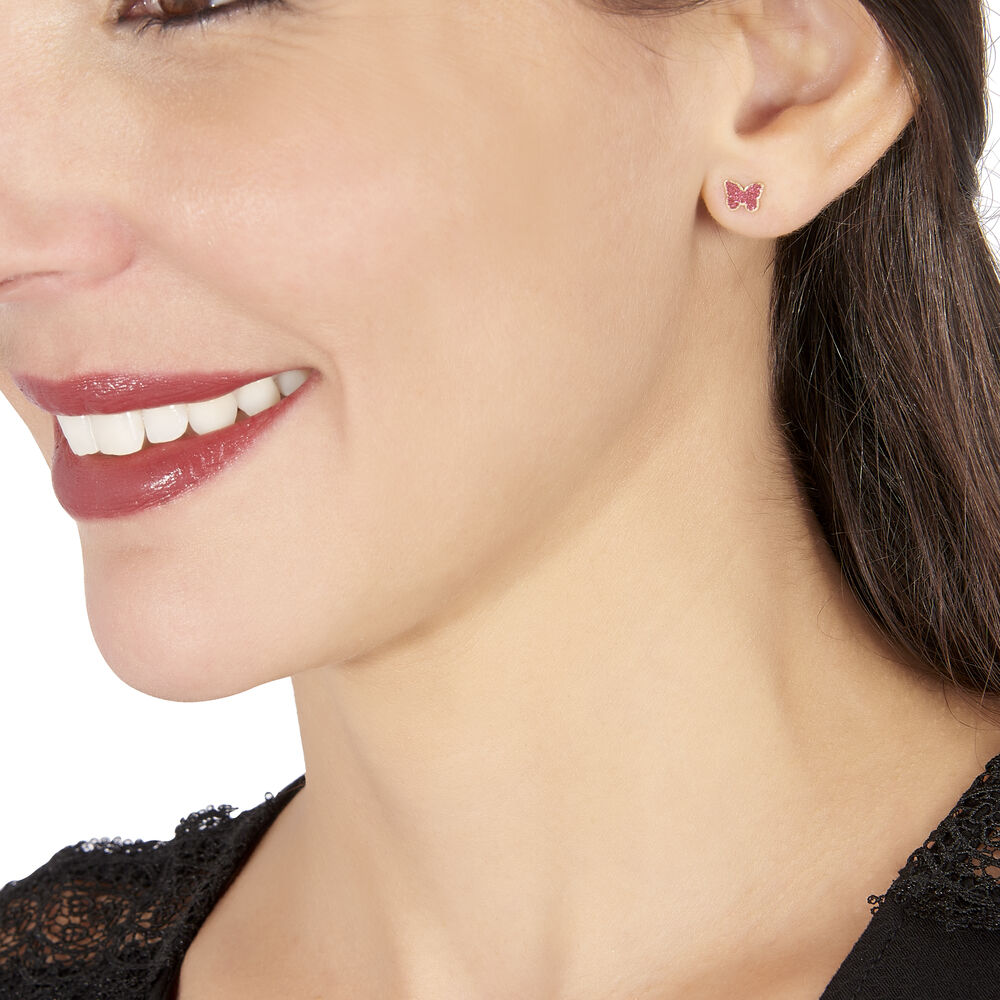 Boucles D'oreilles Puces Solena Papillon Or Jaune - Puces Enfant | Marc Orian