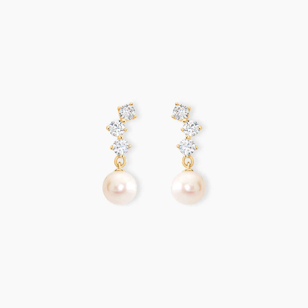 Boucles D'oreilles Pendantes Taiss Or Jaune Perle De Culture - Boucles d'oreilles mariage Femme | Marc Orian