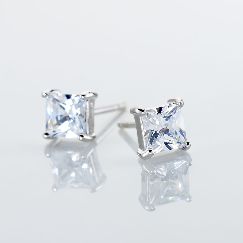 Boucles D'oreilles Puces Argent Blanc Alys Oxyde De Zirconium - Puces Femme | Marc Orian