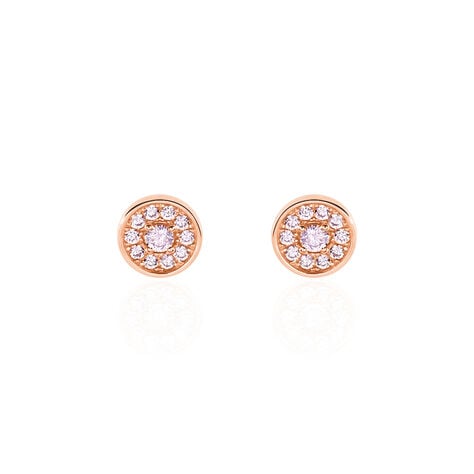 Boucles D'oreilles Puces Auxana Argent Rose Oxyde De Zirconium - Puces Femme | Marc Orian