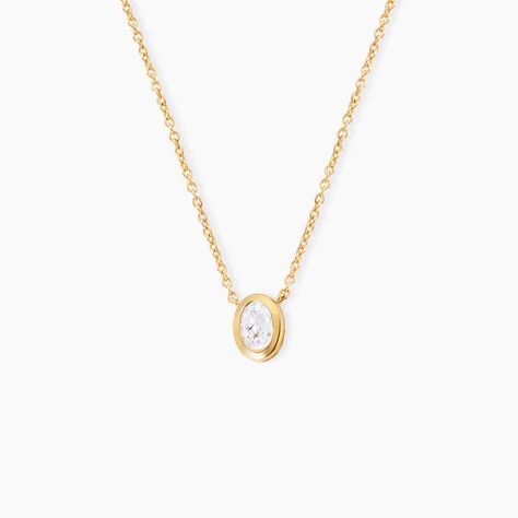 Collier Fadela Argent Dor&eacute; A L'Or 750/1000 Oxyde De Zirconium - Colliers avec pierres Femme | Marc Orian