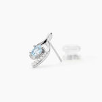 Boucles D'oreilles Sagesse Or Blanc Topaze Oxyde - Puces Femme | Marc Orian