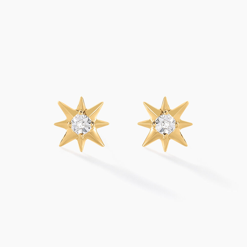 Boucles D'oreilles Puces Vangelis Or Jaune Diamant -  Femme | Marc Orian