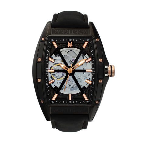 Montre Montignac Tonneau Automatiquev Noir - Montres automatiques Homme | Marc Orian