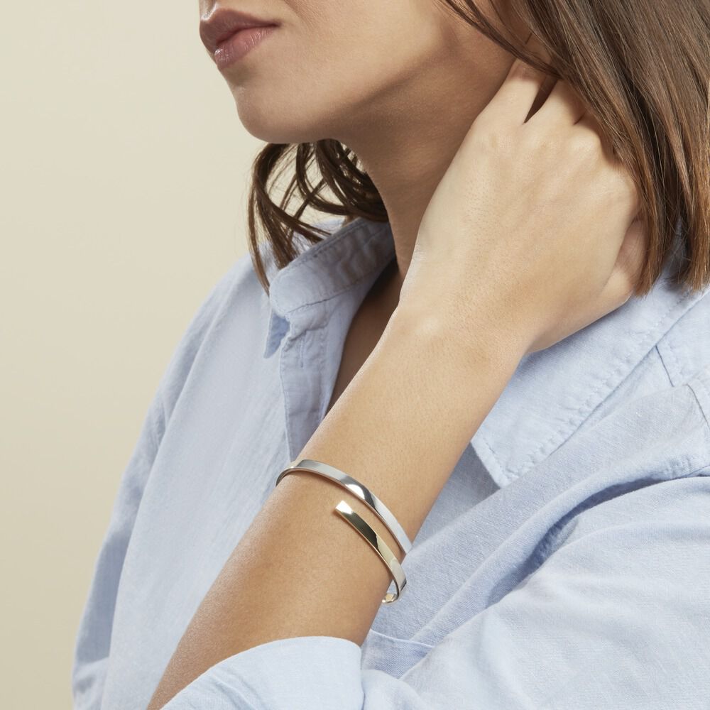 Bracelet Jonc Loise 2 Fils Carres Or Bicolore - Bracelets joncs Femme | Marc Orian