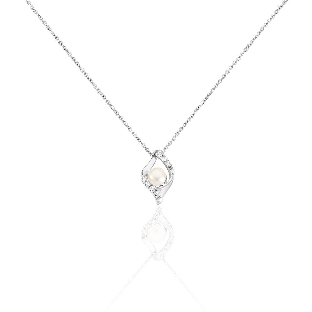 Collier Laurene Argent Blanc Perle De Culture Et Oxyde De Zirconium - Colliers avec pierres Femme | Marc Orian