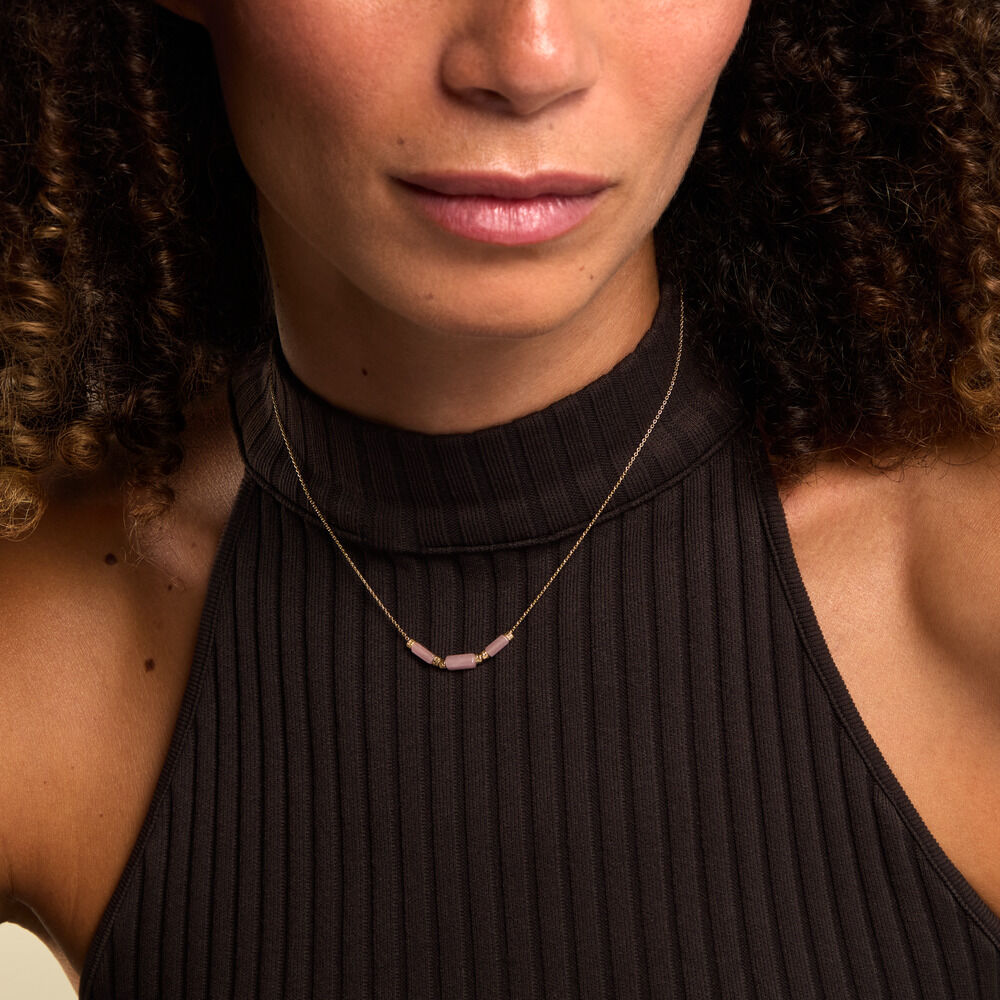 Collier Pierrine Argent Dor&eacute; A L'Or 750/1000 Calcedoine - Colliers avec pierres Femme | Marc Orian