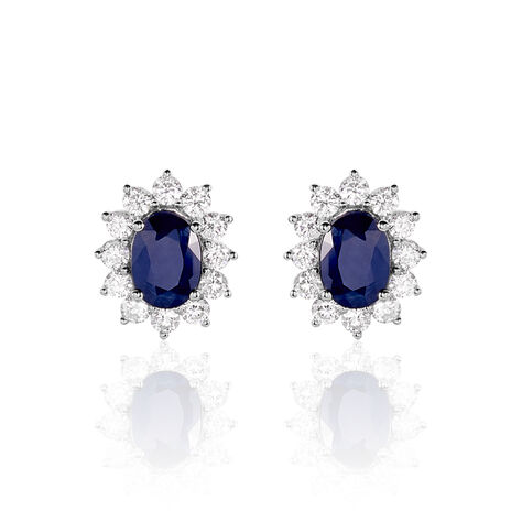 Boucles D'oreilles Or Blanc Saphir Diamants - Boucles d'oreilles pierres précieuses Femme | Marc Orian